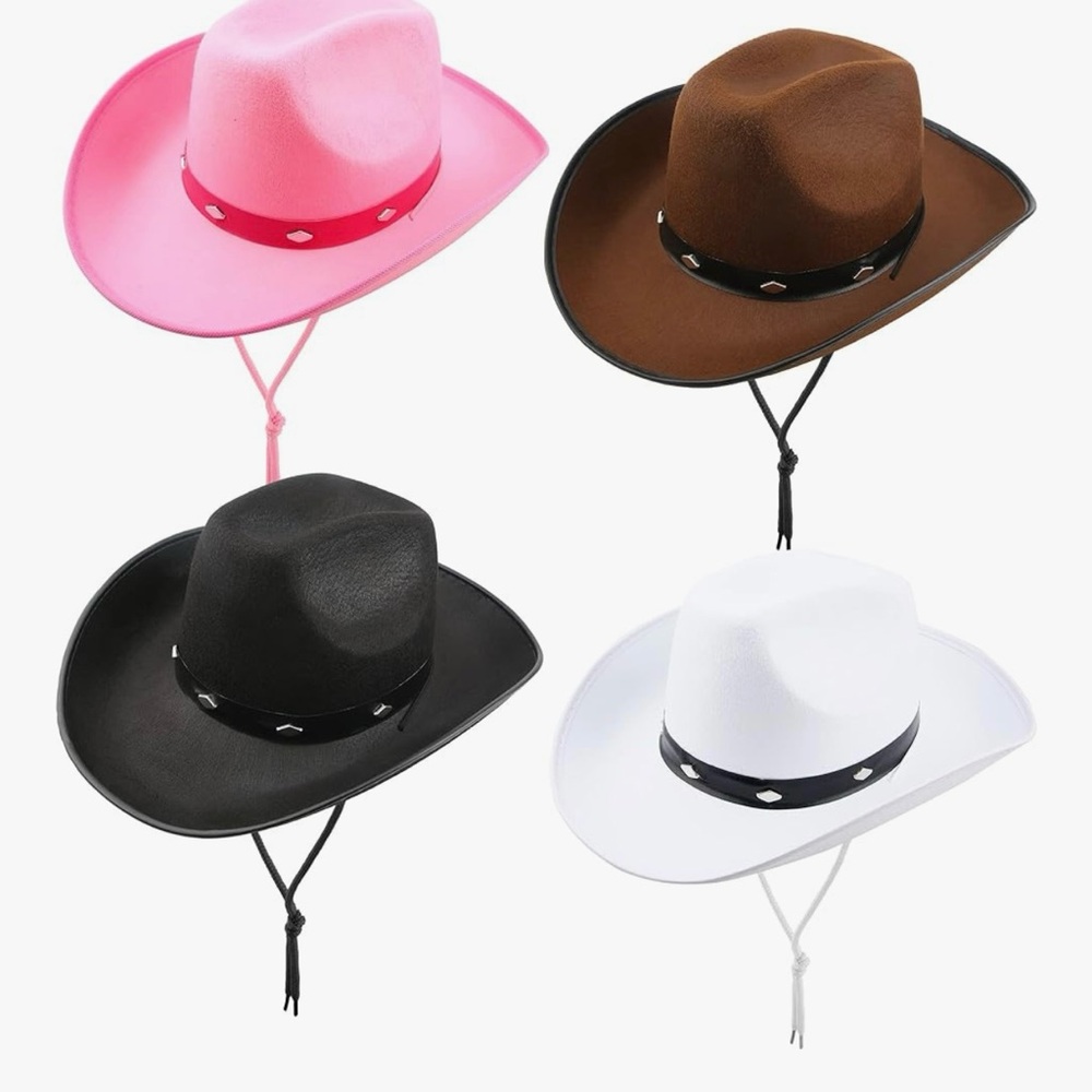 Cowboy Hat Set in Pink, Brown, Black, and White